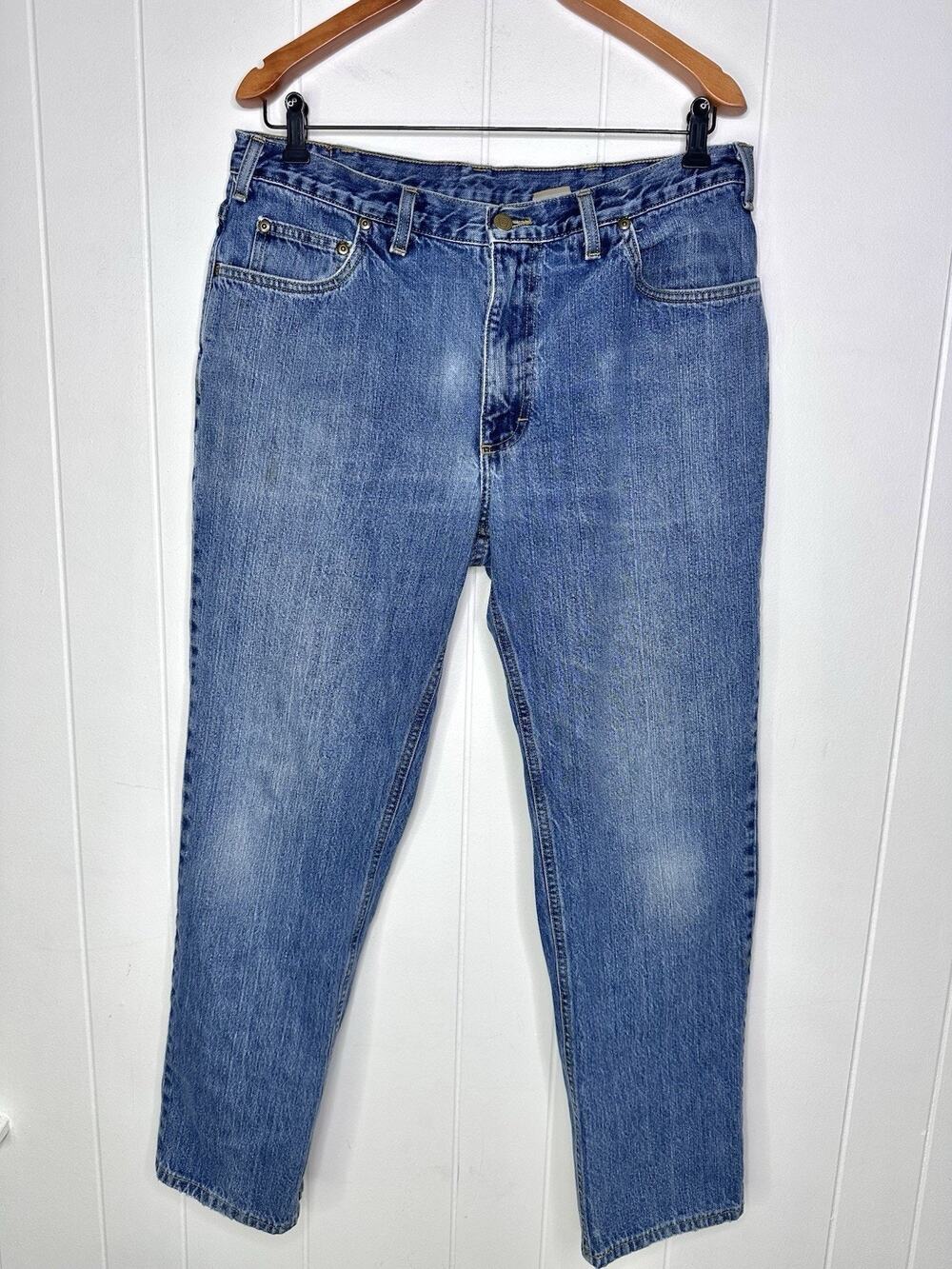 Bills Khakis Jeans 5-Pocket Blue Med Wash Straight Leg - Mens 36x30 Made in USA